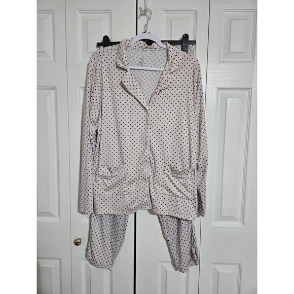Nine west xl women's light pink and black polka dot pajama set - Picture 1 of 14